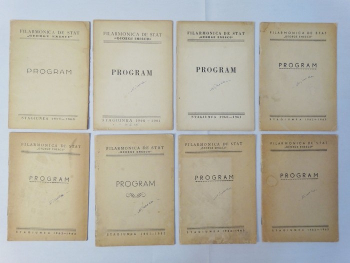 Filarmonica de Stat George Enescu Program 1959 - 1963 colectie 8 programe Filarmonica de Stat George Enescu Program 1959 - 1963 colectie 8 programe