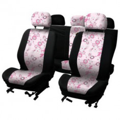 Huse scaune auto Pink Flower , 9 buc. foto