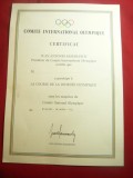 Diploma Certificat acordat de J.A.Samaranch pt. participare la Ziua Olimpica1988