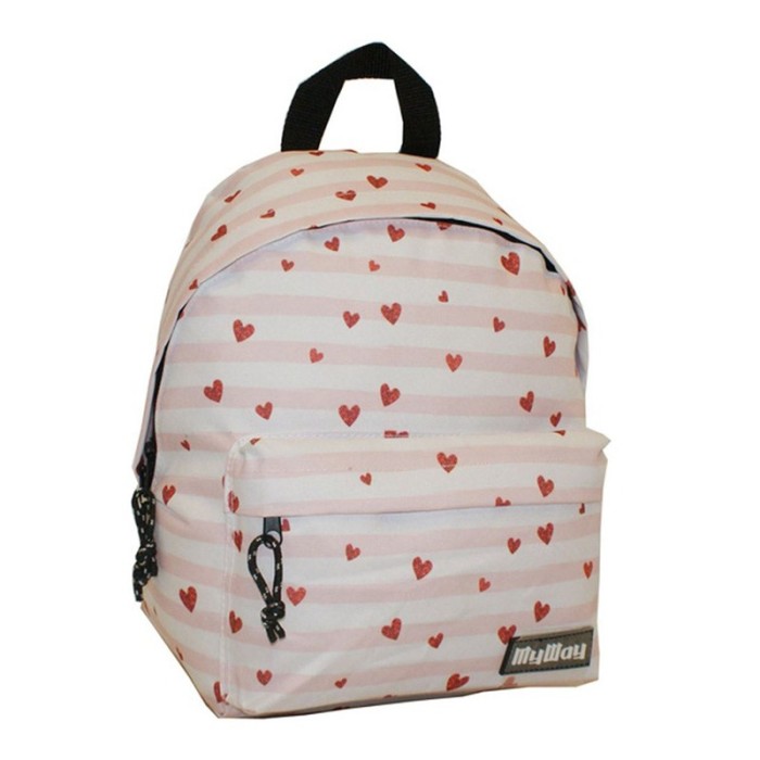 Ghiozdan scoala MyWay, 33 cm, model inimi Ghiozdan scoala MyWay, 33 cm, model inimi