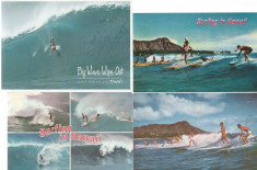 Hawaii - lot 4 carti postale, surfing foto