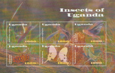 Uganda 2002 - insecte, bloc neuzat foto