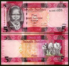 Sudan Sud 2015 - 5 pounds UNC foto