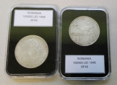 Romania 1946 - 100000 lei XF, in capsula foto