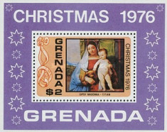 Grenada 1976 - Craciun pictura Titian, colita neuzata foto