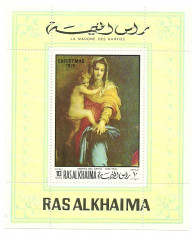Ras al Khaima 1970 - Craciun , pictura, colita neuzata foto