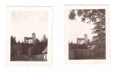 Doua fotografii mici cu Castelul Bran, perioada interbelica foto