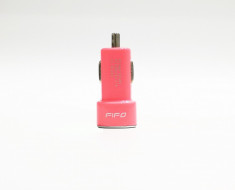 Incarcator USB adaptor auto FIFO Pink - 2 porturi foto