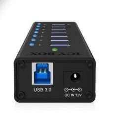 RaidSonic IcyBox 7 x Port USB 3.0 Hub with USB charge port, Black foto