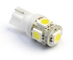 Led auto T10 cu 5 SMD Alb foto