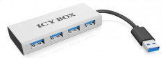 RaidSonic IcyBox 4 x USB 3.0 Hub, Silver foto