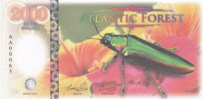 Bancnota ATLANTIC FOREST 2.000 Aves Dollars 2016 UNC ( bancnota fantezie ) foto