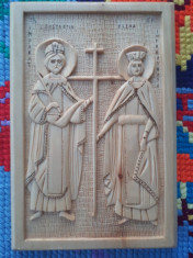 Icoana lemn tei Sf.Constantin si Elena foto