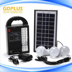 Kit Solar Lampa 20LED, Lanterna LED 1W, USB, 3 Becuri, 4V GDPLUS GD999 foto