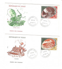 Africa - Ciad, 2 FDC-uri cosmos, misiunile Viking si Luna 21, 1977 foto