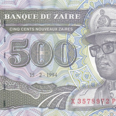 Bancnota Zair 500 Zaires 1994 - P64A UNC ( serie X - mai rara )