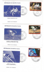 Africa - Volta Superioara, 3 -FDC-uri cosmos, misiuni in spatiu, 1973 foto