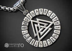 Pandant, Amuleta, Talisman, Pandantiv, Valknut Odin cu Rune INOX - cod PND111 foto