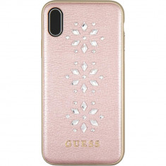 Husa Capac Spate Piele Studs&amp;amp;Sparles Snow Flakes Roz APPLE iPhone X foto