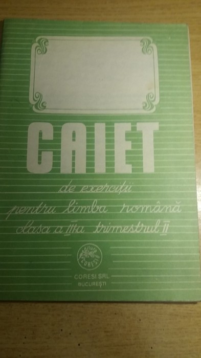 myh 412s - Caiet de exercitii - Limba romana - clasa a III -a - ed 1991