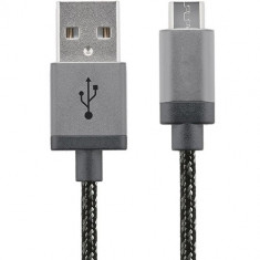 Cablu Date Micro USB 30CM Aluminiu Alb Negru foto