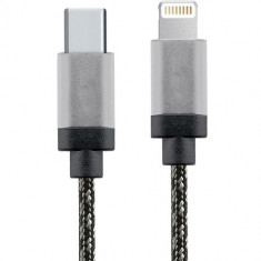 Cablu Date USB Type C La Lightning 1M Aluminiu Alb Negru foto