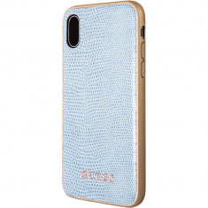 Husa Capac Spate Piele Python Albastru APPLE iPhone X, iPhone Xs foto