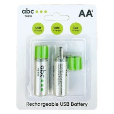 Set 2 Baterii Reincarcabile prin USB Tip AA (R6) foto