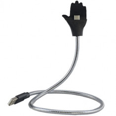 Cablu Date Creative Hand Type C La USB PVC Argintiu Cu Suport Telefon foto