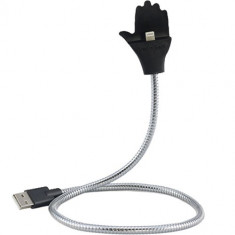 Cablu Date Creative Hand Lightning La USB PVC Argintiu Cu Suport Telefon foto