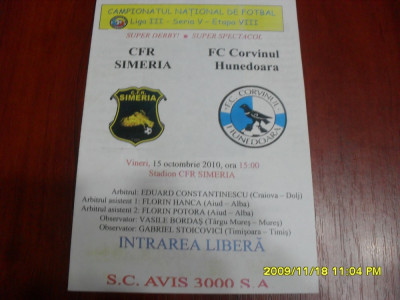 program CFR Simeria - FC Corvinul Hd. foto