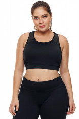 BRA224P-1 Bustiera sport, neagra, cu plasa - plus size foto