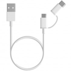 Cablu Date Si Incarcare 2 in 1 Micro USB si Type C 30cm foto