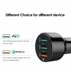 Incarcator auto fast charger, Aukey Quick Charge 3.0, 5V, 9V, 12V, 3 Ports USB foto