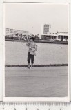 Bnk foto - Mamaia - Bazinul hotelului Perla cu statuia Foca, Alb-Negru, Romania de la 1950, Cladiri