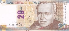 Bancnota Peru 20 Soles 2016 - PNew UNC