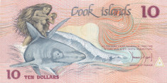 Bancnota Insulele Cook 10 Dolari (1987) - P4 UNC ( numar mic de serie ) foto