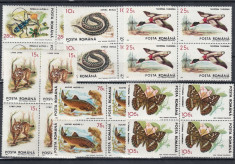 ROMANIA 1993 LP 1317 FAUNA PROTEJATA BLOCURI DE 4 TIMBRE MNH foto