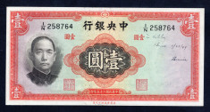 1 Yuan China 1936 AUNC foto
