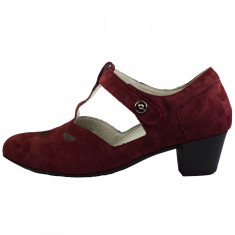 Pantofi decupati dama, din piele naturala, marca Waldlaufer, 358302-E8, visiniu inchis, marime: 39 foto