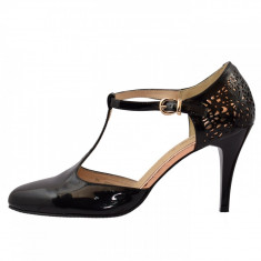 Pantofi decupati dama, din piele naturala, marca Deska, 29233-1, negru, marime: 39 foto