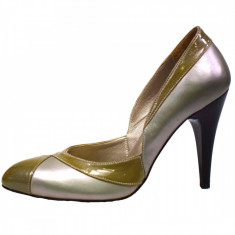 Pantofi dama, din piele naturala, marca Perla, 810-14, gri, marime: 35 foto