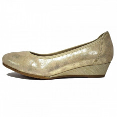 Pantofi dama, din piele naturala, marca Jana , 8-22203-20-D3, auriu cu bej, marime: 38 foto