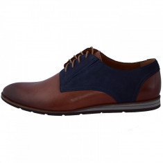 Pantofi barbati, din piele naturala, marca Conhpol, PBCD-1559S-04-D8-40, coniac cu bleumarin, marime: 40 foto