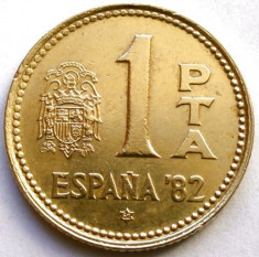 SPANIA , 1 PESETA 1980 , Juan Carlos I 1982 FIFA World Cup , DIAMETRU 21mm foto