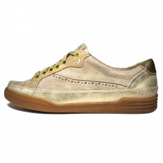 Pantofi dama, din piele si sintetic, marca Jana , 8-23607-20-D3, auriu cu bej, marime: 39 foto