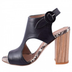 Sandale dama, din piele naturala, marca Carmens, A39020-01-35, negru, marime: 36 foto