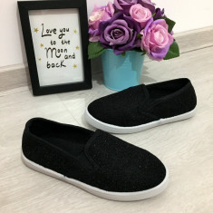 Espadrile negre sclipici comode - balerini negri copii / fete 35 cod 0089 foto