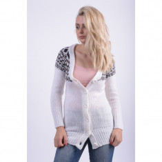 Cardigan Lung Gros Fresh Made Lottie Helmi Alb foto