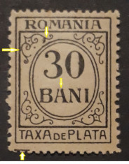 Erori Romania 1920 TAXA DE PLATA 30 BANI ,litera &amp;quot; A&amp;quot; sparta&amp;quot; foto